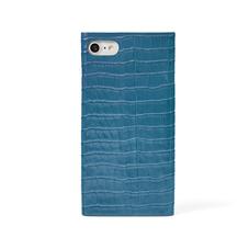 iPhone 7/8 Leather Book Case in Deep Shine Topaz Small Croc