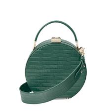 Mini Hat Box Bag in Deep Shine Sage Small Croc
