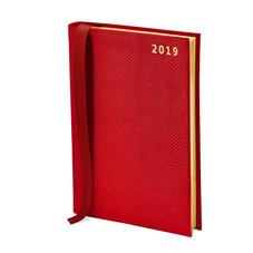 A5 Day to Page Leather Diary in Berry Lizard