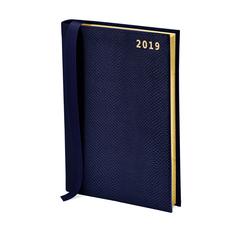 A5 Day to Page Leather Diary in Midnight Blue Lizard