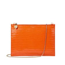 Soho Clutch in Deep Shine Amber Small Croc