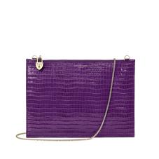 Soho Clutch in Deep Shine Amethyst Small Croc