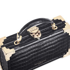 Trinket Box in Deep Shine Black Croc