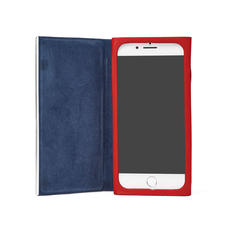 iPhone 7/8 Leather Book Case in Scarlet Saffiano