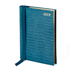 A5 Day to Page Leather Diary in Deep Shine Topaz Small Croc