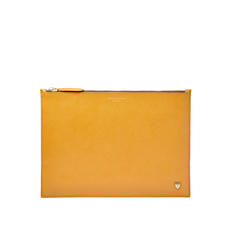 Mount Street Flat Pouch in Mustard Saffiano