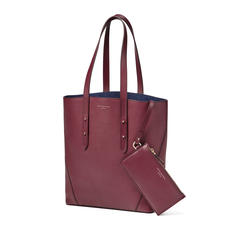 Essential Tote in Bordeaux Pebble (with A-Stitched Side Panels)