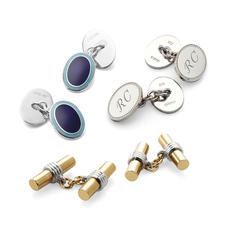 Sterling Silver, Gold & Enamel Cufflinks