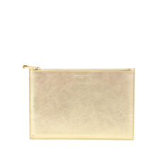 Large Essential Flat Pouch in Pale Gold Pebble