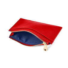 Double Sided Zipped Card & Coin Holder in Scarlet Saffiano