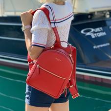 Small Mount Street Backpack in Scarlet Saffiano