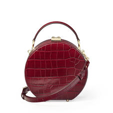 Mini Hat Box Bag in Deep Shine Bordeaux Croc