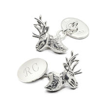 Personalised Sterling Silver Stag Head Cufflinks