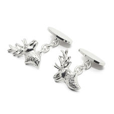 Personalised Sterling Silver Stag Head Cufflinks