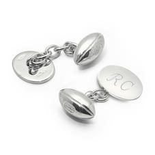 Personalised Sterling Silver Rugby Ball Cufflinks