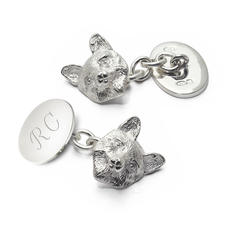 Personalised Sterling Silver Fox Head Cufflinks