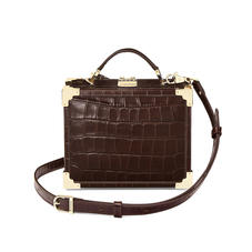 Mini Trunk Clutch in Deep Shine Amazon Brown Croc