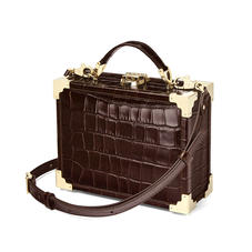 Mini Trunk Clutch in Deep Shine Amazon Brown Croc
