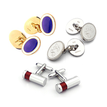 Sterling Silver, Gold & Enamel Cufflinks