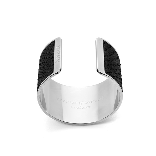 Silver Cleopatra Cuff Bracelet in Black Python from Aspinal of London