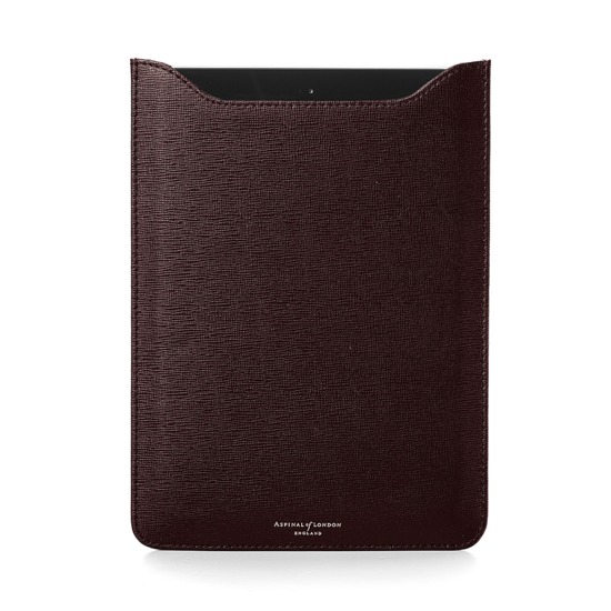 Leather iPad Air Sleeve in Brown Saffiano & Espresso Suede from Aspinal of London