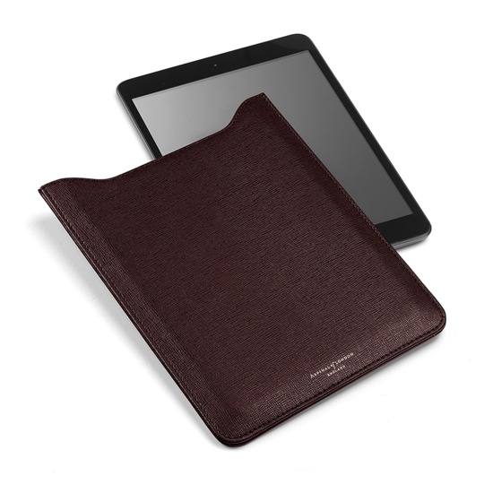Leather iPad Air Sleeve in Brown Saffiano & Espresso Suede from Aspinal of London