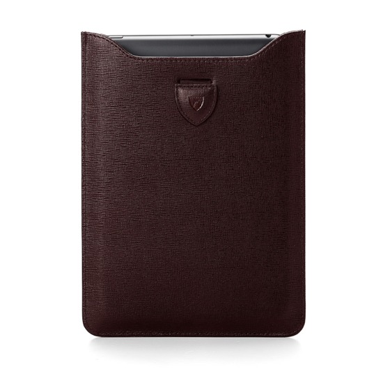 Leather iPad Air Sleeve in Brown Saffiano & Espresso Suede from Aspinal of London