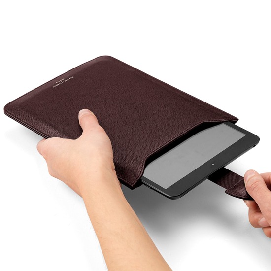 Leather iPad Air Sleeve in Brown Saffiano & Espresso Suede from Aspinal of London