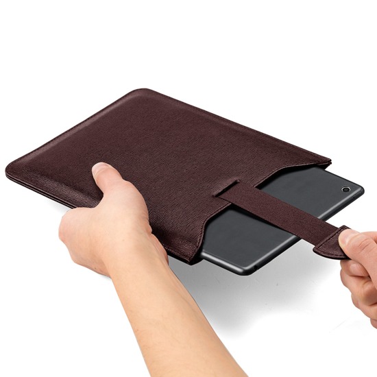 Leather iPad Air Sleeve in Brown Saffiano & Espresso Suede from Aspinal of London
