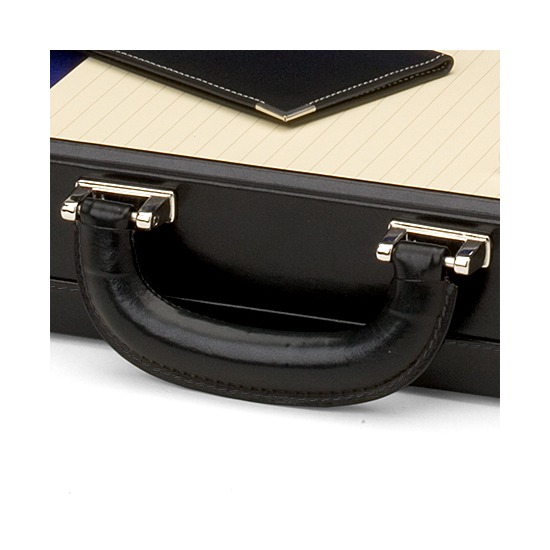 Attache Case in Smooth Black & Cobalt Blue Suede from Aspinal of London