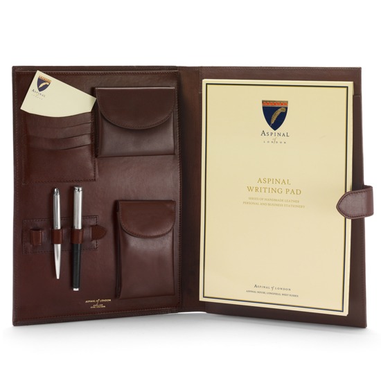A4 Conference Portfolio in Smooth Cognac & Espresso Suede from Aspinal of London