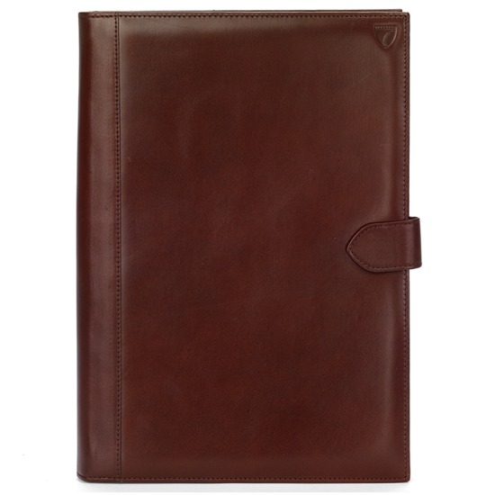A4 Conference Portfolio in Smooth Cognac & Espresso Suede from Aspinal of London