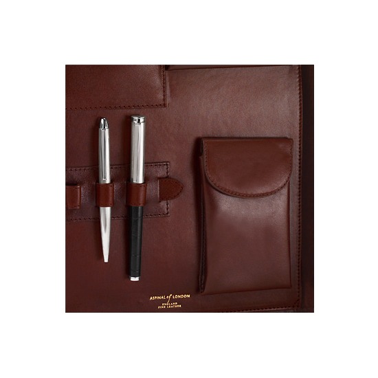 A4 Conference Portfolio in Smooth Cognac & Espresso Suede from Aspinal of London