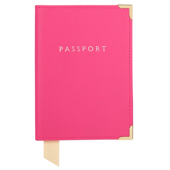 Passport Cover in Smooth Neon Pink from Aspinal of London