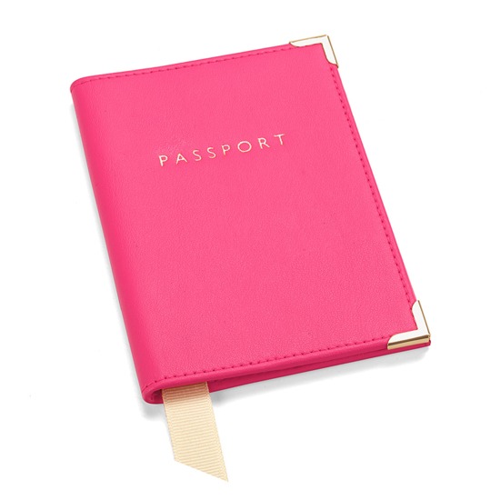 Passport Cover in Smooth Neon Pink from Aspinal of London