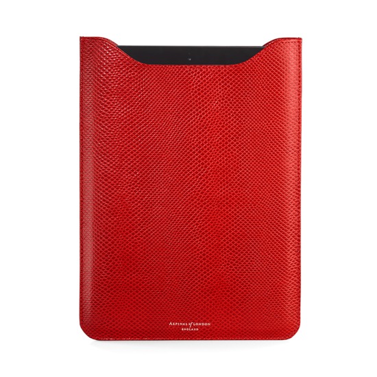 Leather iPad Air Sleeve in Berry Lizard & Cream Suede from Aspinal of London