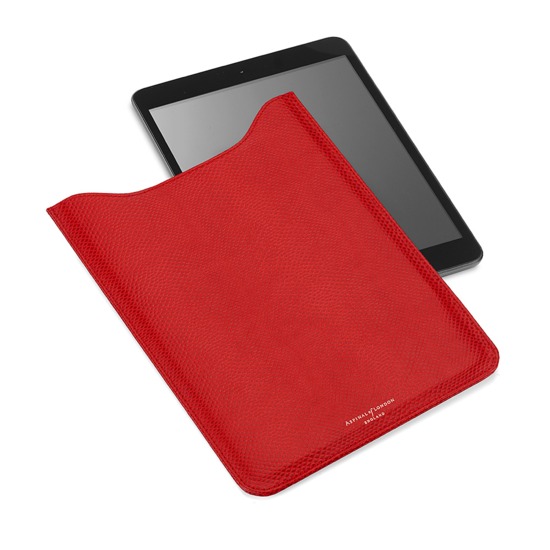Leather iPad Air Sleeve in Berry Lizard & Cream Suede from Aspinal of London