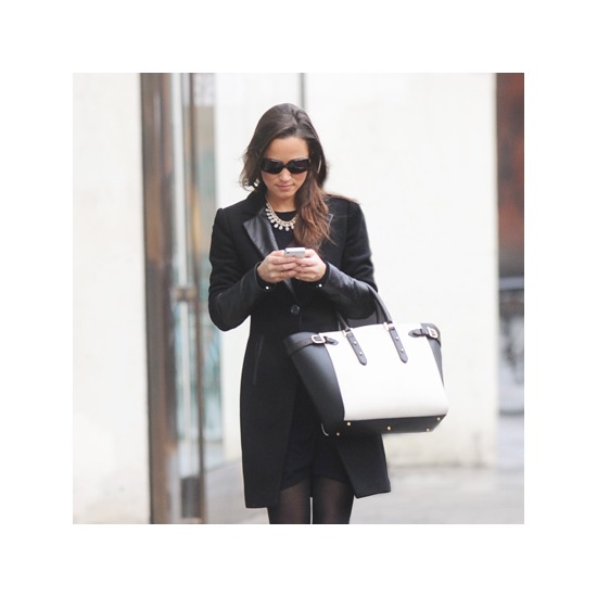 Marylebone Tote in Black Pebble & Smooth Black from Aspinal of London