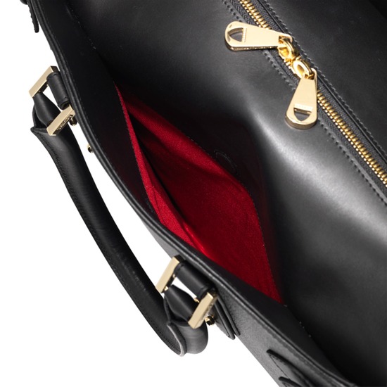 Marylebone Tote in Black Pebble & Smooth Black from Aspinal of London