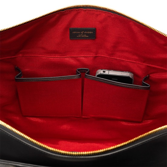 Marylebone Tote in Black Pebble & Smooth Black from Aspinal of London