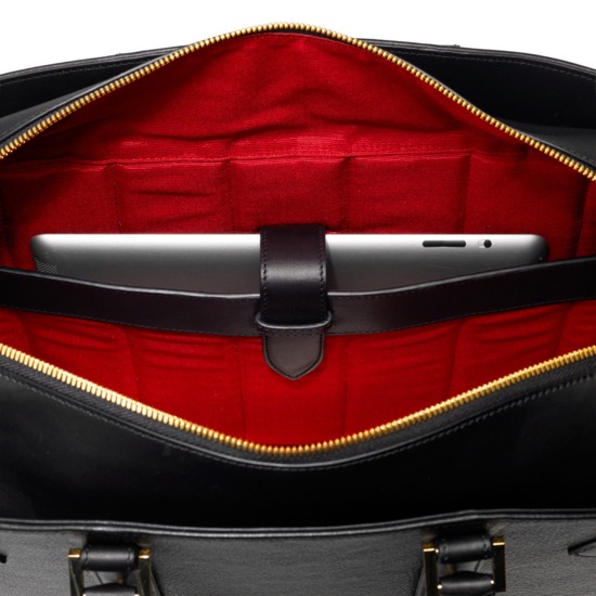 Marylebone Tote in Black Pebble & Smooth Black from Aspinal of London