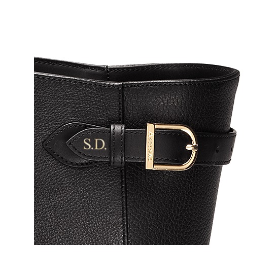 Marylebone Tote in Black Pebble & Smooth Black from Aspinal of London