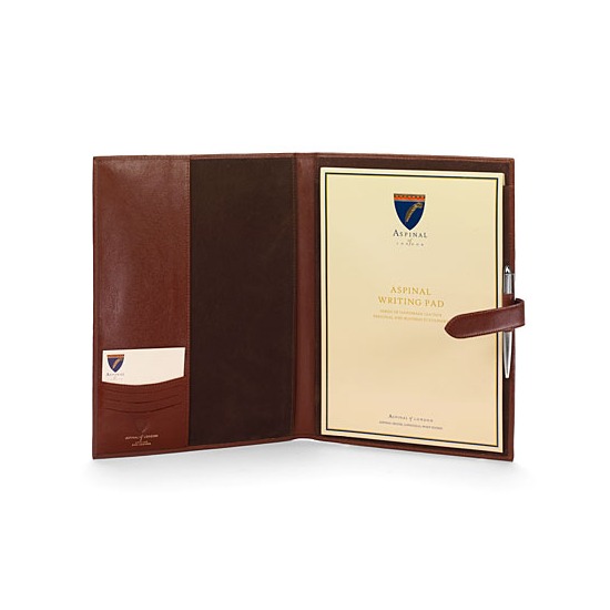 A4 Padfolio in Smooth Cognac & Espresso Suede from Aspinal of London