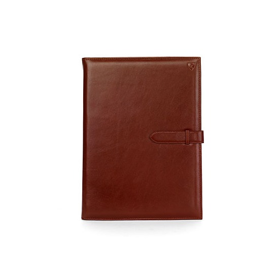 A4 Padfolio in Smooth Cognac & Espresso Suede from Aspinal of London