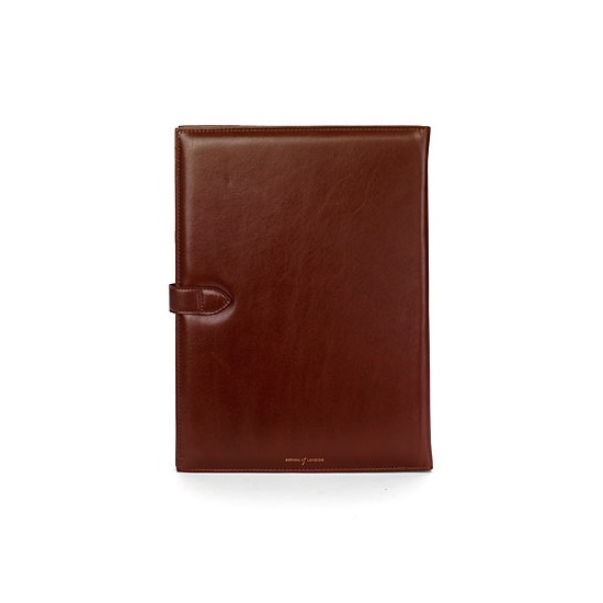 A4 Padfolio in Smooth Cognac & Espresso Suede from Aspinal of London