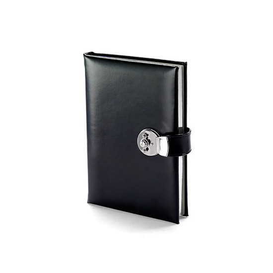 A5 Lockable Leather Journal in Smooth Black from Aspinal of London
