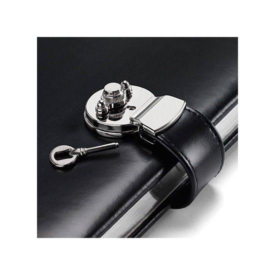A5 Lockable Leather Journal in Smooth Black from Aspinal of London