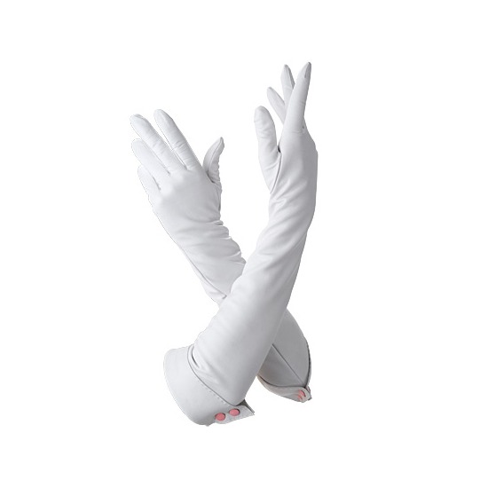 Long Leather Gloves in White from Aspinal of London