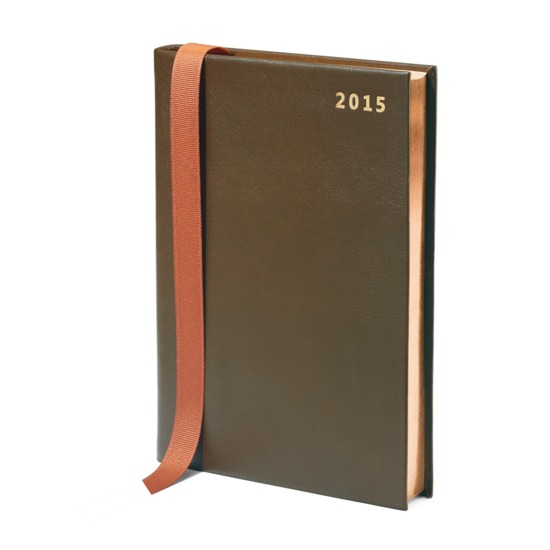 A5 Day per Page Leather Diary in Smooth Moss Green from Aspinal of London