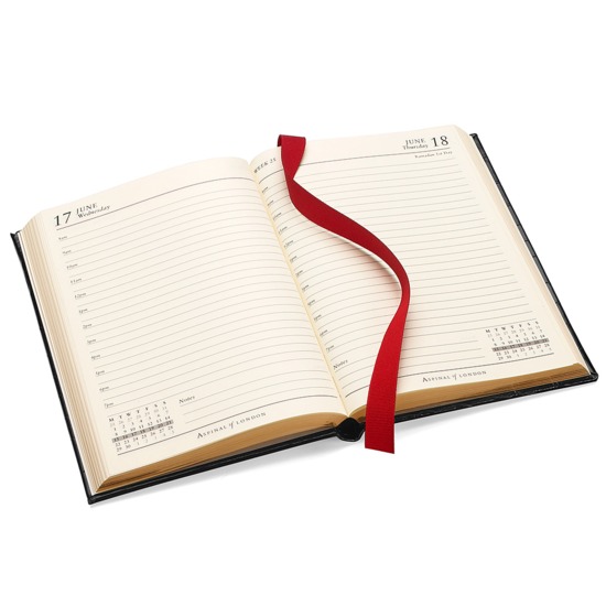 A5 Day per Page Leather Diary in Smooth Moss Green from Aspinal of London